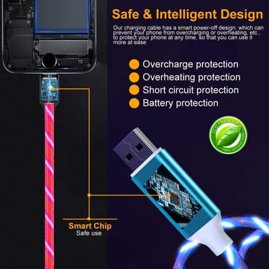 Lightning - USB-latauskaapeli, LED-sininen 1 metri