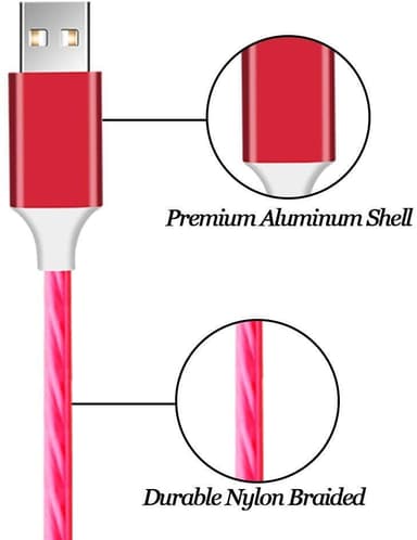 Lightning - USB-latauskaapeli, LED punainen 1 metri