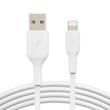 Belkin CAA001BT1MWH2PK, 1 m, Lightning, USB A, Uros, Uros, Valkoinen