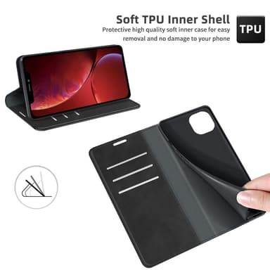 iPhone 12 Pro lompakkokotelo PU-nahka / TPU musta