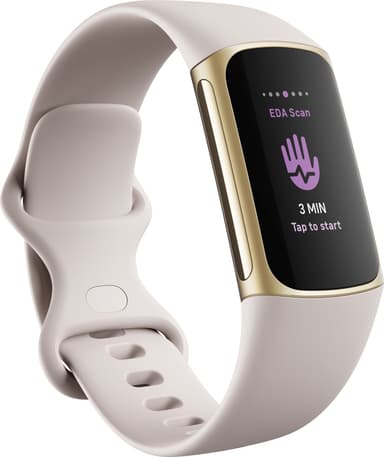 Fitbit Charge 5 aktiivisuusranneke (Lunar White/Soft Gold)