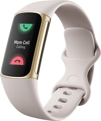 Fitbit Charge 5 aktiivisuusranneke (Lunar White/Soft Gold)