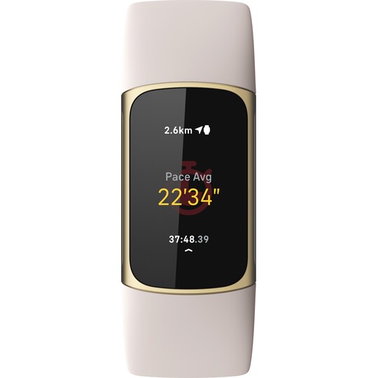 Fitbit Charge 5 aktiivisuusranneke (Lunar White/Soft Gold)