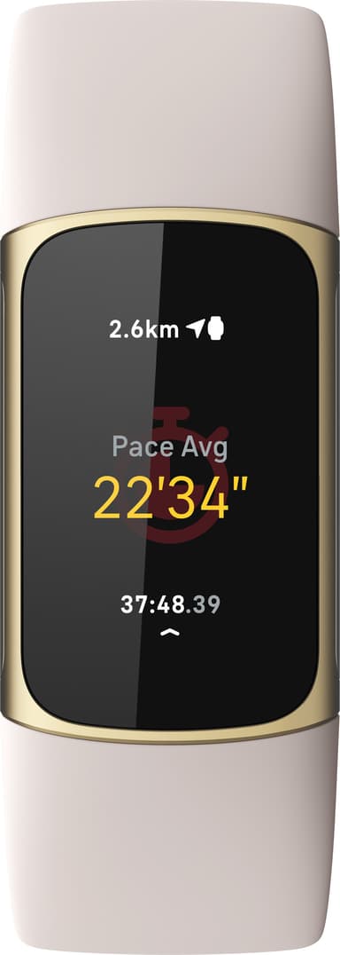 Fitbit Charge 5 aktiivisuusranneke (Lunar White/Soft Gold)
