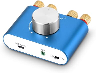 NÖRDIC Bluetooth 5.0 digitaalinen stereoaudiovahvistin, 2 x 50 W, AUX/USB/BT, sininen
