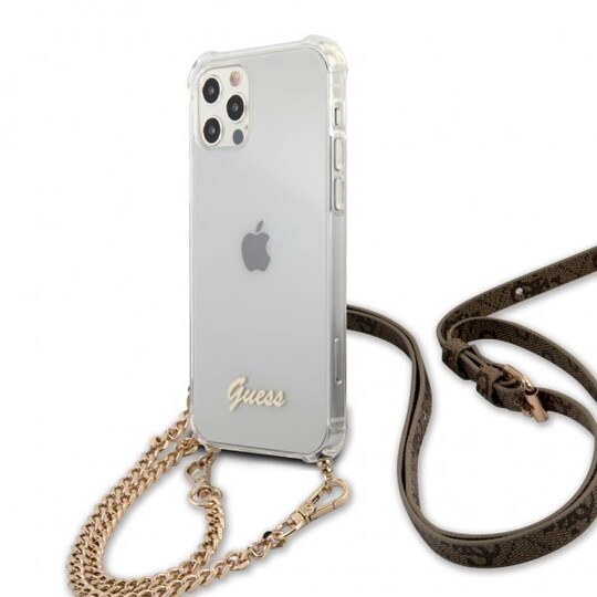 iPhone 12 Pro Max Kuori Chain & Script Kulta Kirkas