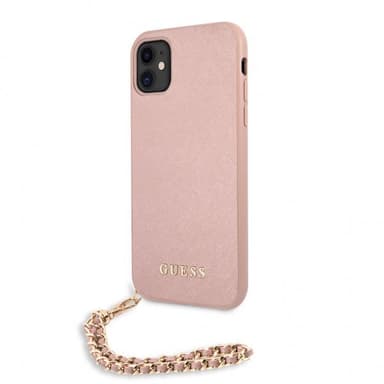 Guess iPhone 11 Kuori Saffiano Chain Vaaleanpunainen