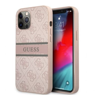 Guess iPhone 12 Pro Max Kuori Printed Stripe Vaaleanpunainen