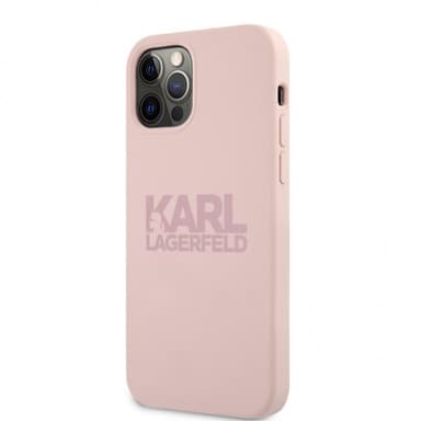 Karl Lagerfeld iPhone 12 Pro Max Kuori Stack Logo Vaaleanpunainen