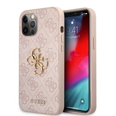 Guess iPhone 12 Pro Max Kuori Metal Logo Vaaleanpunainen