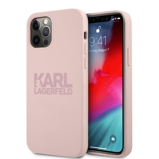 Karl Lagerfeld iPhone 12 Pro Max Kuori Stack Logo Vaaleanpunainen