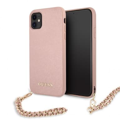 Guess iPhone 11 Kuori Saffiano Chain Vaaleanpunainen