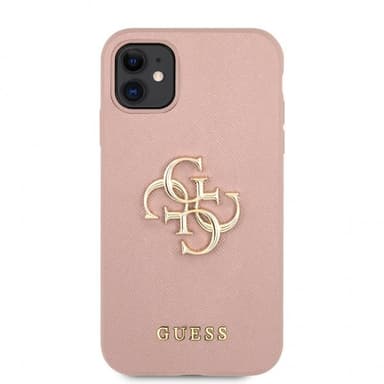 Guess iPhone 11 Kuori 4G Logo Saffiano Vaaleanpunainen