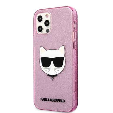 Karl Lagerfeld iPhone 12 Pro Max Kuori Choupette Glitter Vaaleanpunainen