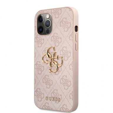 Guess iPhone 12 Pro Max Kuori Metal Logo Vaaleanpunainen