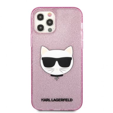 Karl Lagerfeld iPhone 12 Pro Max Kuori Choupette Glitter Vaaleanpunainen