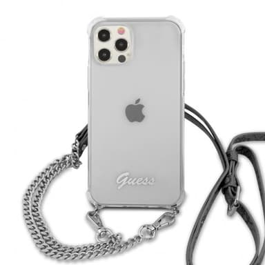 Guess iPhone 12 Pro Max Kuori Chain & Script Hopea Kirkas