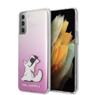 Karl Lagerfeld Samsung Galaxy S21 Plus Kuori Choupette Läpinäkyvä Vaaleanpunainen
