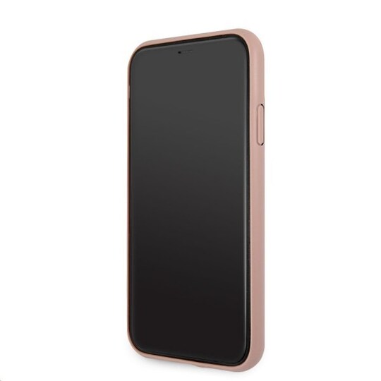 iPhone 11 Kuori Metal Logo Vaaleanpunainen