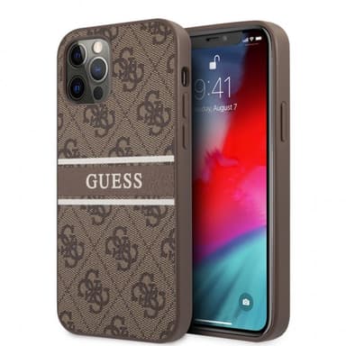 Guess iPhone 12/iPhone 12 Pro Kuori Printed Stripe Ruskea
