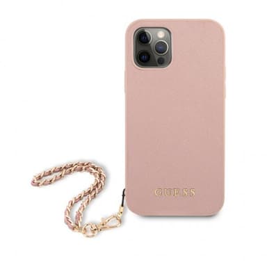 Guess iPhone 12 Pro Max Kuori Saffiano Chain Vaaleanpunainen