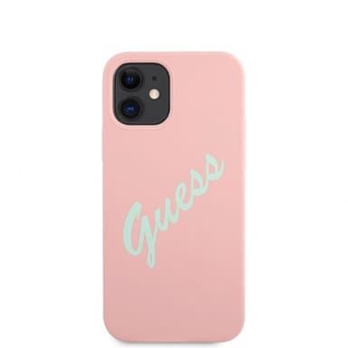 Guess iPhone 12 Mini Kuori Vintage Silicone Vaaleanpunainen