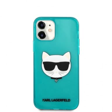 Karl Lagerfeld iPhone 12 Mini Kuori Choupette Fluo Sininen