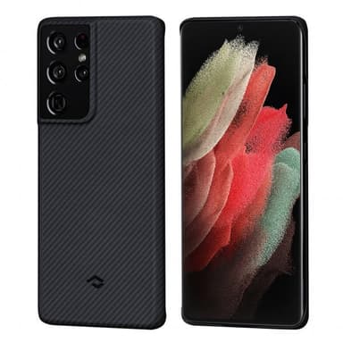 Pitaka Samsung Galaxy S21 Ultra Kuori Air Case Musta/Harmaa Twill