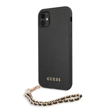 Guess iPhone 11 Kuori Saffiano Chain Musta
