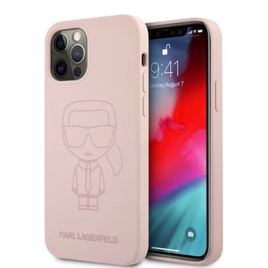 Karl Lagerfeld iPhone 12 Pro Max Kuori Iconic Outline Vaaleanpunainen