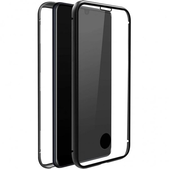 Samsung Galaxy A42 5G Kuori 360° Real Glass Case Musta Läpinäkyvä