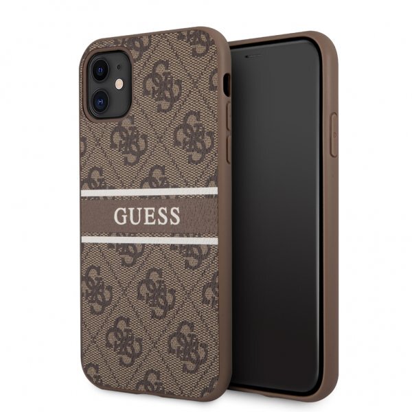Guess iPhone 11 Kuori Printed Stripe Ruskea