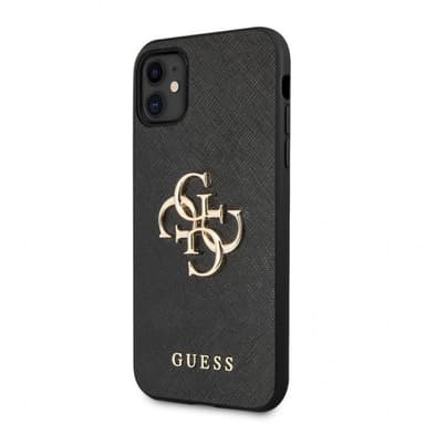 Guess iPhone 11 Kuori 4G Logo Saffiano Musta