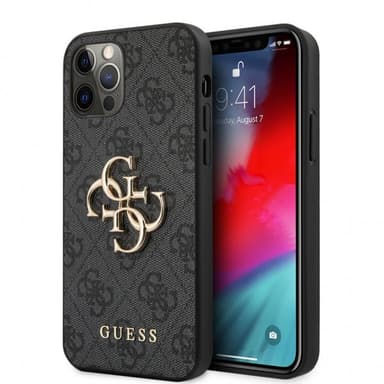 Guess iPhone 12/iPhone 12 Pro Kuori Metal Logo Harmaa