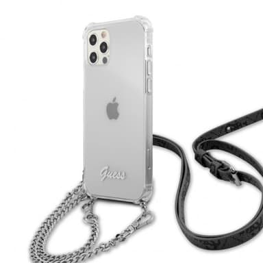 Guess iPhone 12/iPhone 12 Pro Kuori Chain & Script Hopea Kirkas