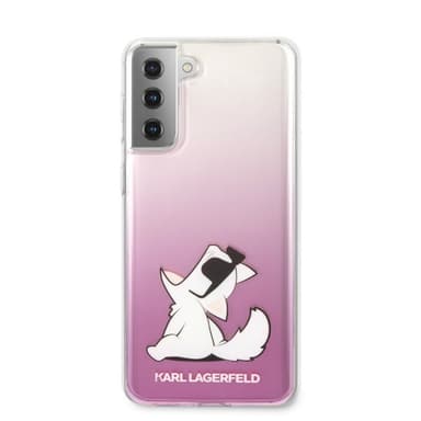 Karl Lagerfeld Samsung Galaxy S21 Plus Kuori Choupette Läpinäkyvä Vaaleanpunainen