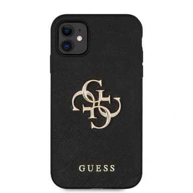 Guess iPhone 11 Kuori 4G Logo Saffiano Musta