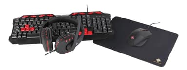 DELTACO GAMING 4-in-1-pelisarja, kuulokkeet, näppäimistö, hiiri, hiirimatto