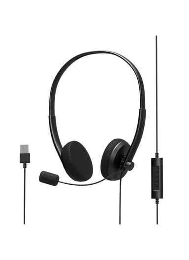 PORT DESIGNS Toimiston USB-stereokuulokkeet ja mikrofoni Sisäänrakennettu mikrofoni, musta, korvan yli