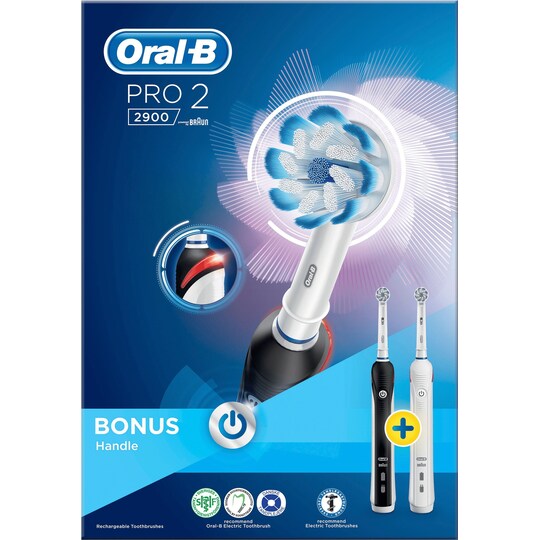 Oral-B Pro 2 sähköhammasharja tuplapakkaus PRO 2900 (musta/valkoinen)