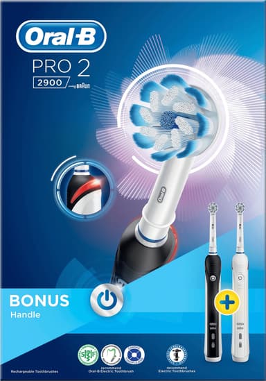 Oral-B Pro 2 sähköhammasharja tuplapakkaus PRO 2900 (musta/valkoinen)
