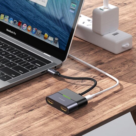 Mcdodo sovitin USB C–dual-HDMI 4K ja USB C PD 100 W