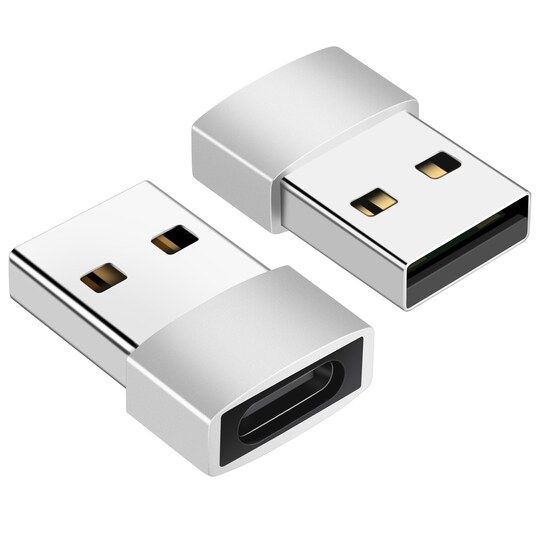 NÖRDIC USB C–OTG USB A-sovitin, metallia, hopea