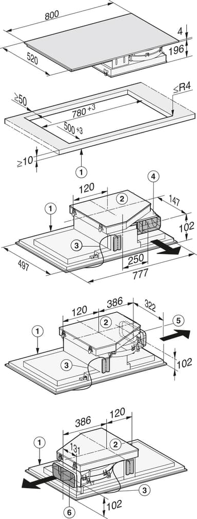 Miele KMDA 7000 induktiotaso liesituulettimella KMDA7634FL