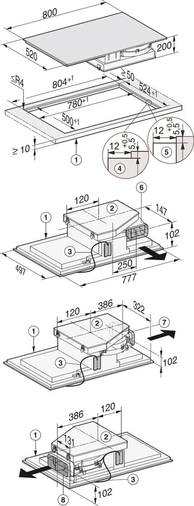 Miele KMDA 7000 induktiotaso liesituulettimella KMDA7634FL