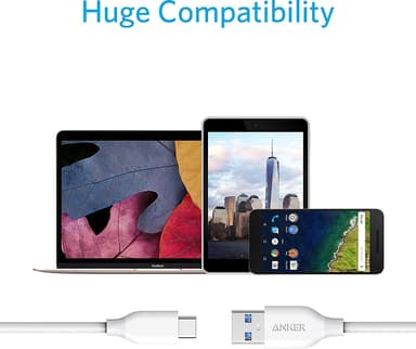 Anker Powerline USB-C - USB 3.0 kaapeli 0,9 m (valkoinen)
