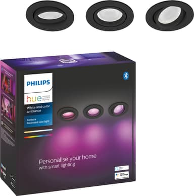 Philips Hue Centura upotettu spottivalo, 3 kpl (musta)