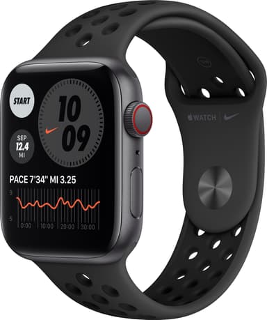 Apple Watch Nike SE 44 mm LTE (harmaa alu./antr. musta sport-ranneke)