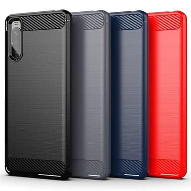 SKALO Sony Xperia 10 III Armor Carbon Iskunkestävä TPU suojakuori - Sininen