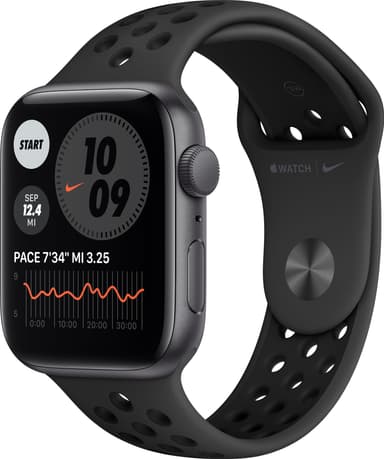 Apple Watch Nike SE 44 mm GPS (harmaa alu./antr. musta sport-ranneke)